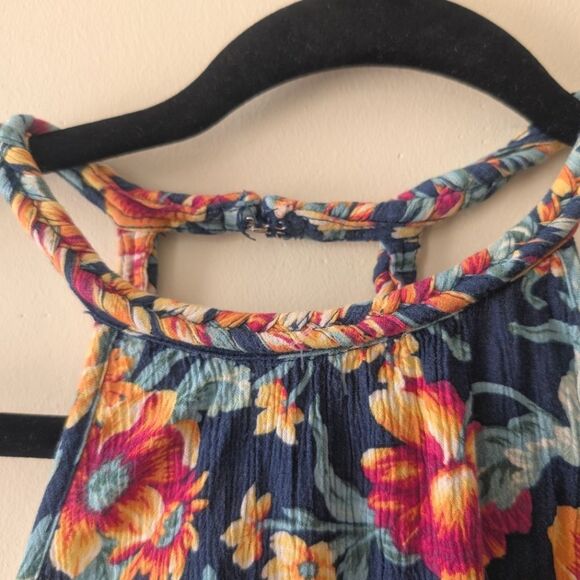 American Eagle Braided Floral Mini Dress Swing Pockets Size Large - Picture 6 of 9